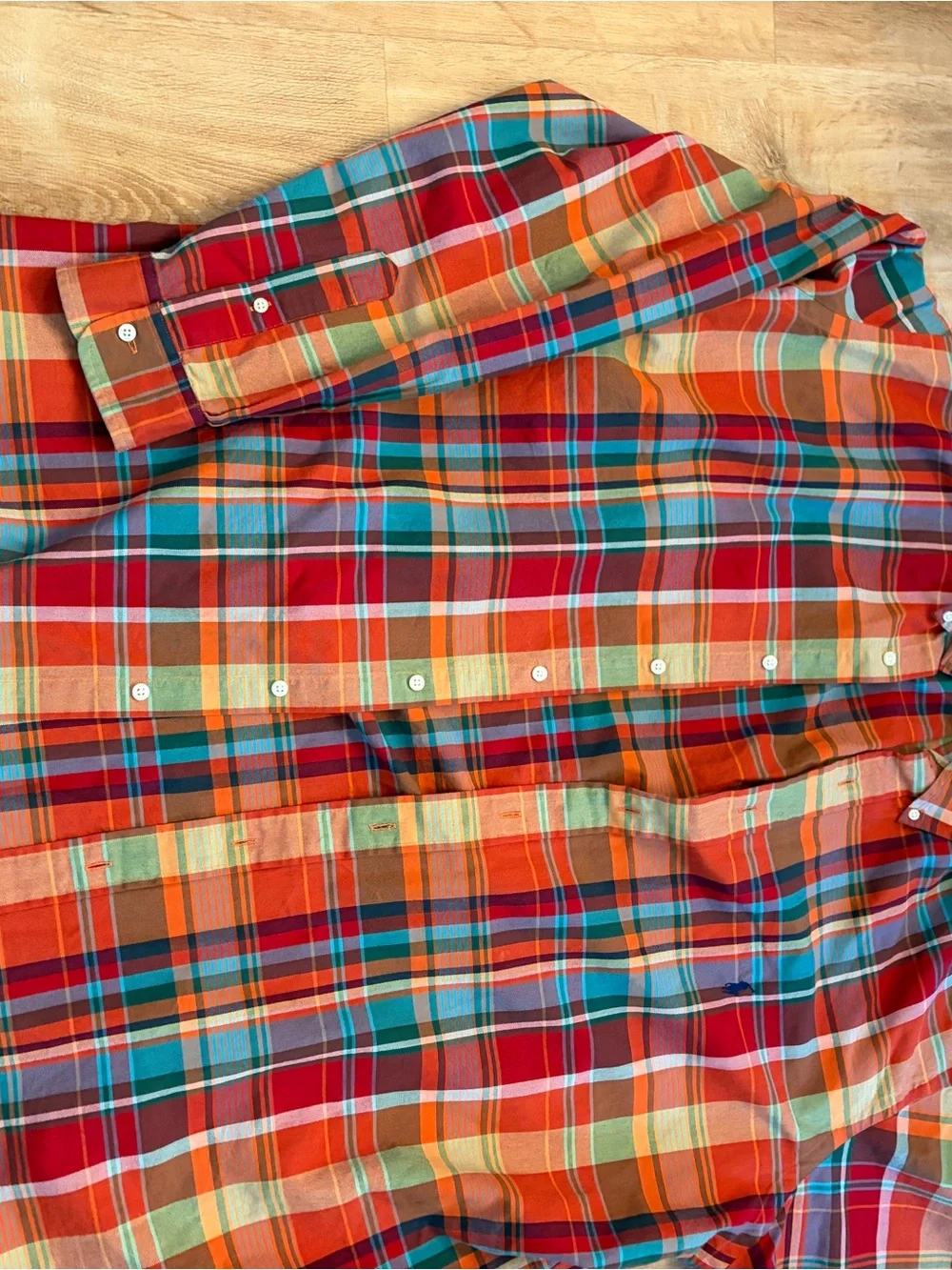 Ralph Lauren Men’s Orange Multi-Color Plaid Button-Up Shirt